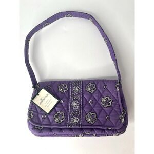 Vera Bradley Purple Bandana Flap Fold Shoulder JILLY PURSE Clutch NEW!